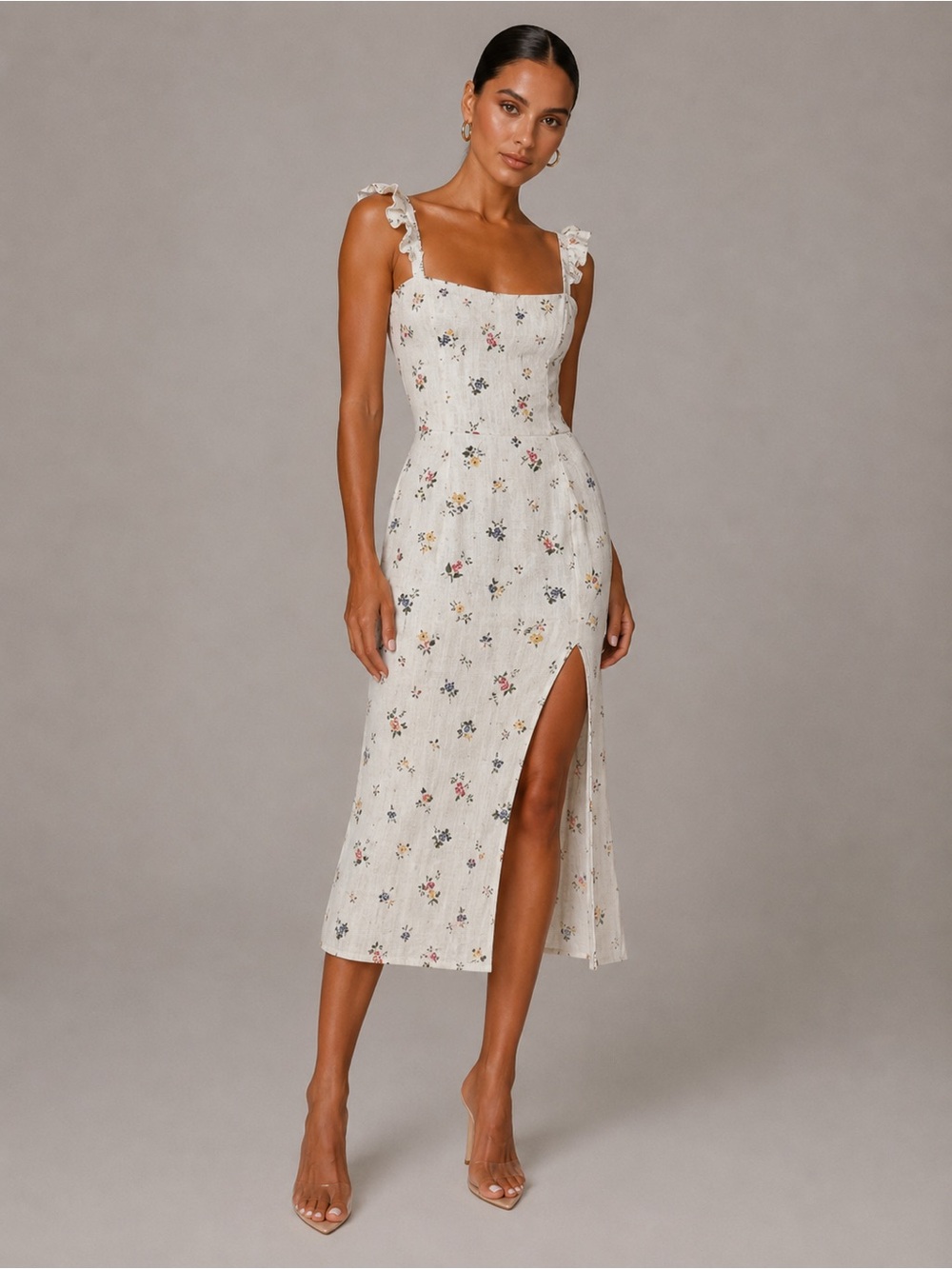 Reformation White Floral Linen Dress - Like New